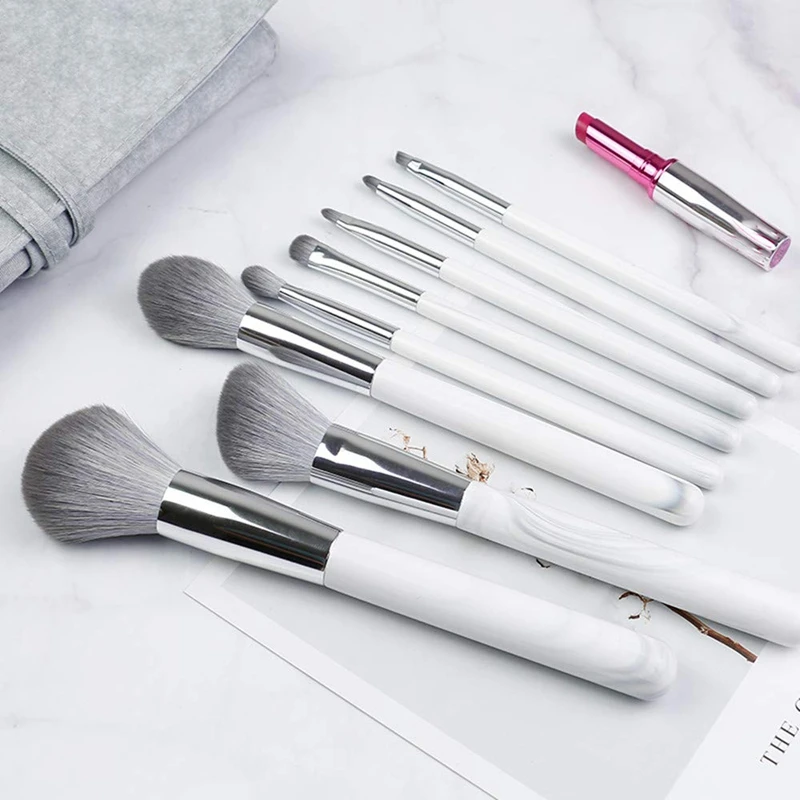 

8PCS Marble Makeup Brush Set Makeup Brush Set Suitable for Liquid Foundation Eyeshadow with Travel Bag