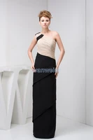 free shipping 2018 one shoulder design arrival hot sale custom pleat formal gown black chiffon sexy long bridesmaid dresses