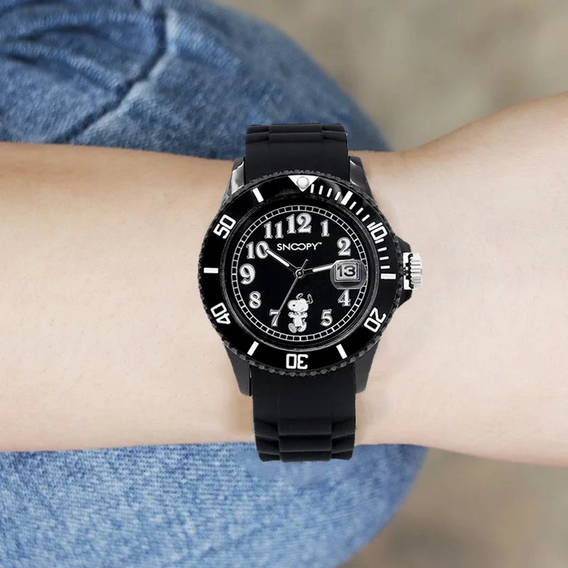 Детские часы Snoopy крутые кварцевые наручные для мальчиков спортивные кожаные