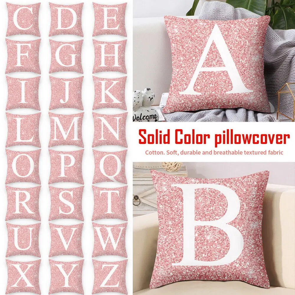 Розовая английская Подушка с алфавитом чехол из полиэстера в скандинавском