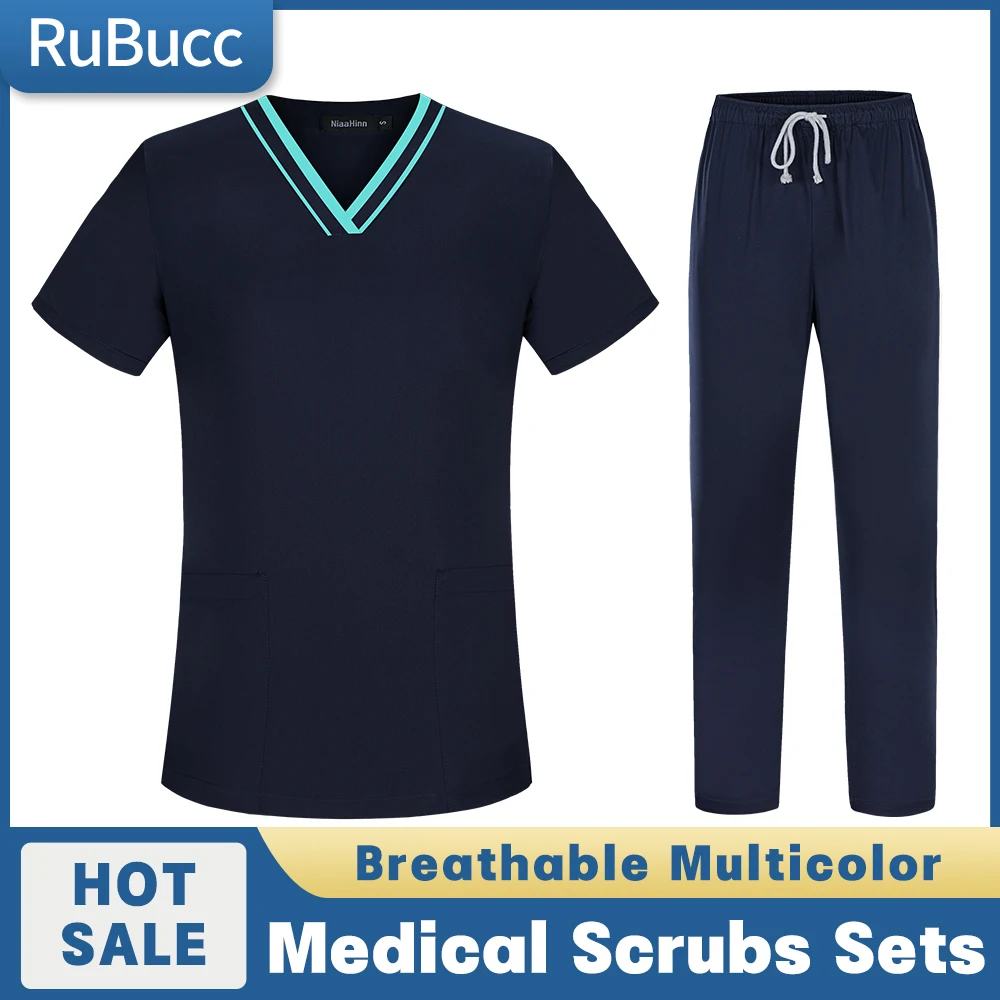 

Breathable Scrubs Clothes Beauty Salon Work Tops Dental Hospital Suit Short-sleeve Beautician Outdoor Work Medical Nurse Uniform