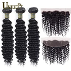 Пряди волнистых волос, 100% натуральные бразильские волосы, 3 пряди с фронтальной сеткой, волнистые, неповрежденные, 13 х4