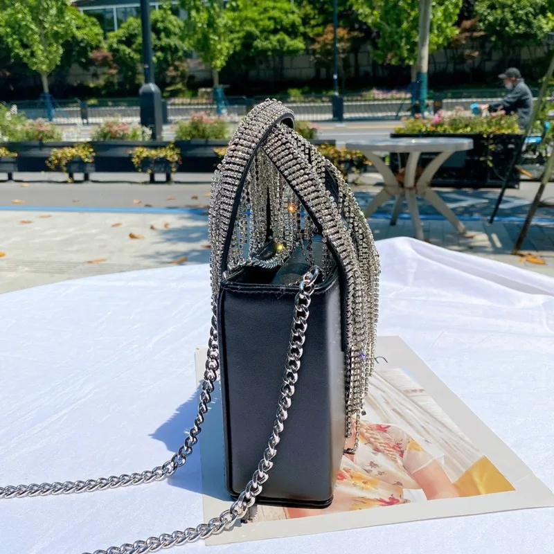 

[BXX] Genuine Leather Diamonds Tassel Bags For Women 2021 Fashion Travel Handbag Solid Color Summer Crossbody Shoulder Bag HM267