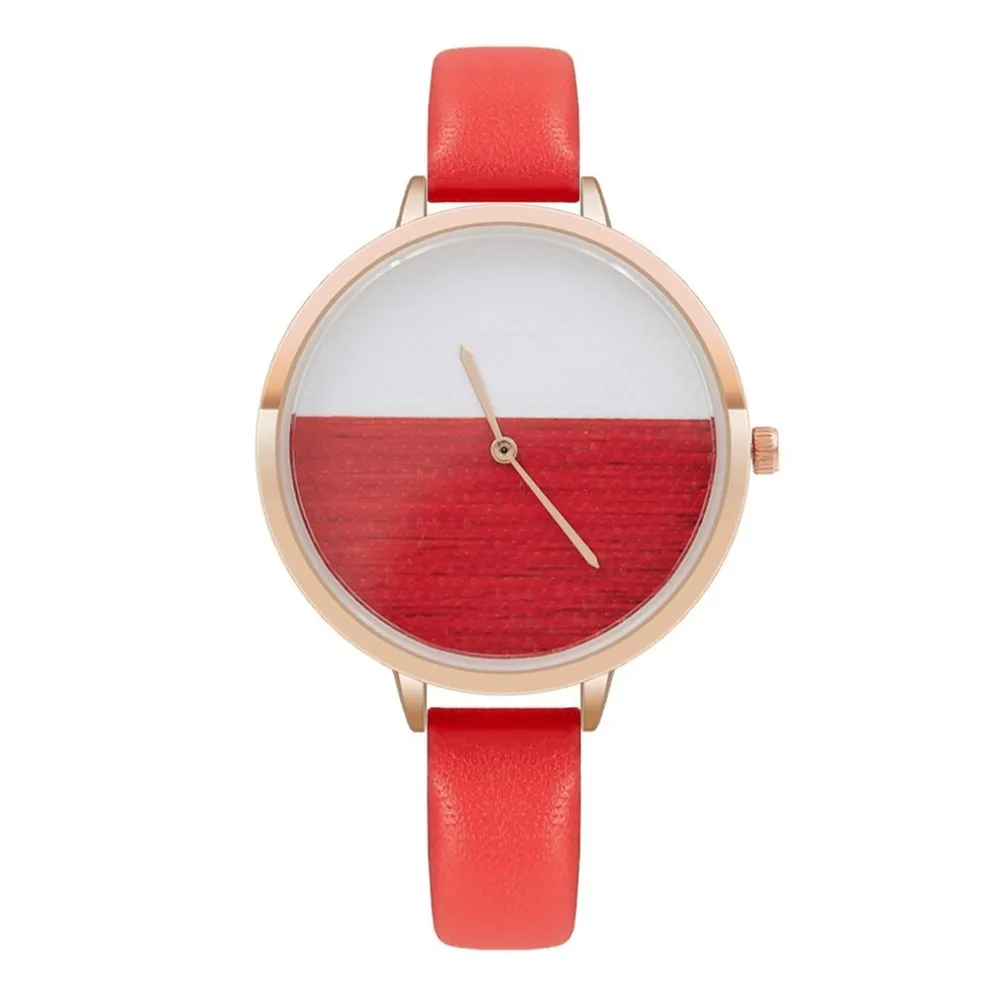 Женские наручные часы Pd394 модный контрастный ремешок круглый чехол подарок