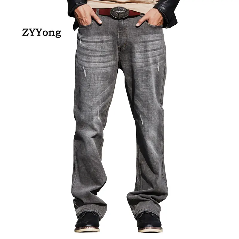 Мужские Широкие джинсовые штаны, шаровары в стиле хип-хоп, серые, для скейтбординга, джинсы, большие размеры, свободные, мешковатые, прямые, д...
