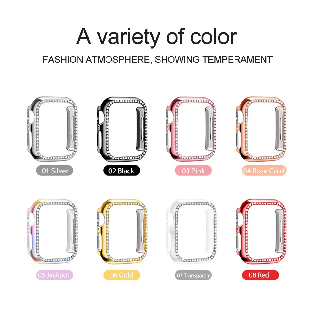 Diamond Case for Apple Watch Serie 6 SE 5 4 3 Bumper 38mm 42mm Screen Protector Protective Cover Accessories iwatch 44mm 40mm