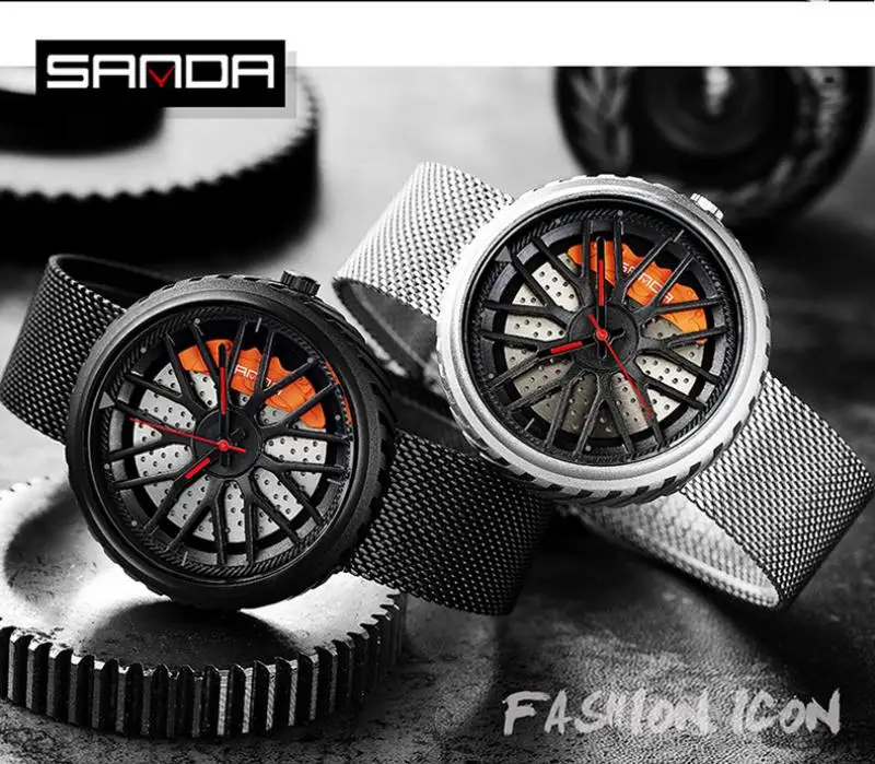 Часы наручные Sanda Мужские кварцевые брендовые креативные модные трендовые