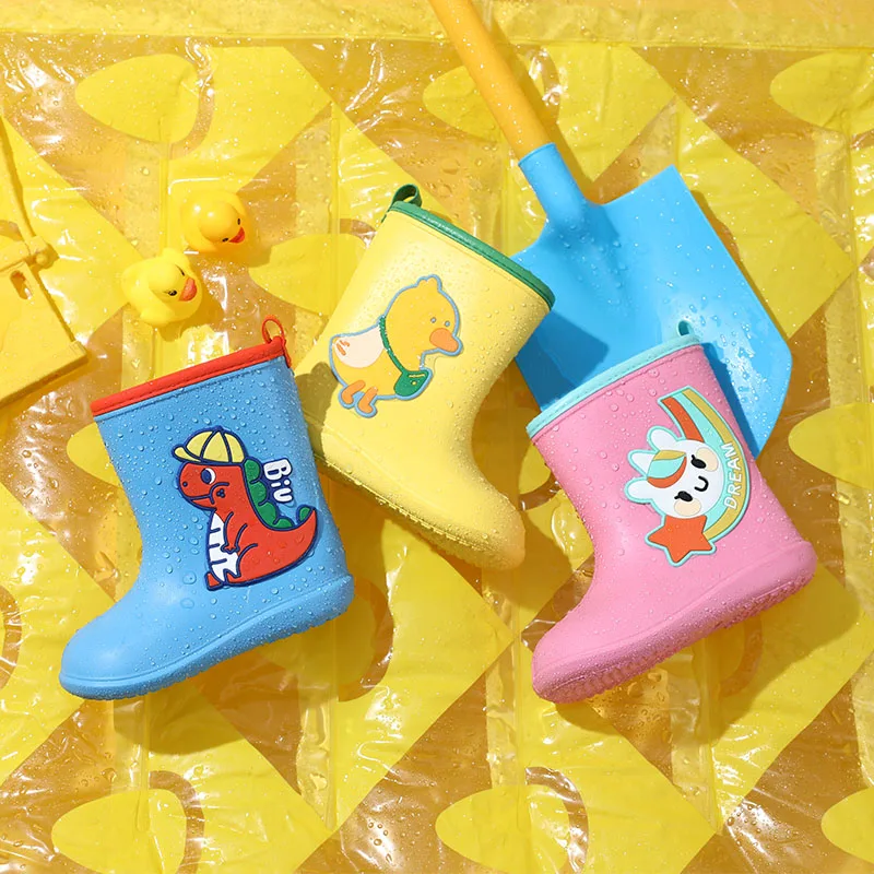 

2021 New Four Seasons Children's Comfortable Non-slip Rain Boots Fashion Cartoon Water Toddler Shoes Kids Waterproof Shoes