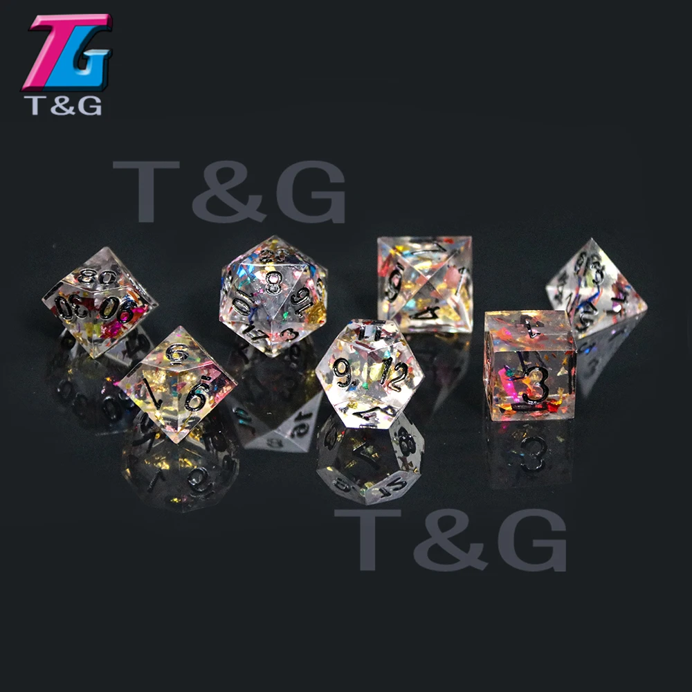 Новый Нежный красочный острый край и красивые кости набор 7 шт./компл. D4 D20 с DND RPG