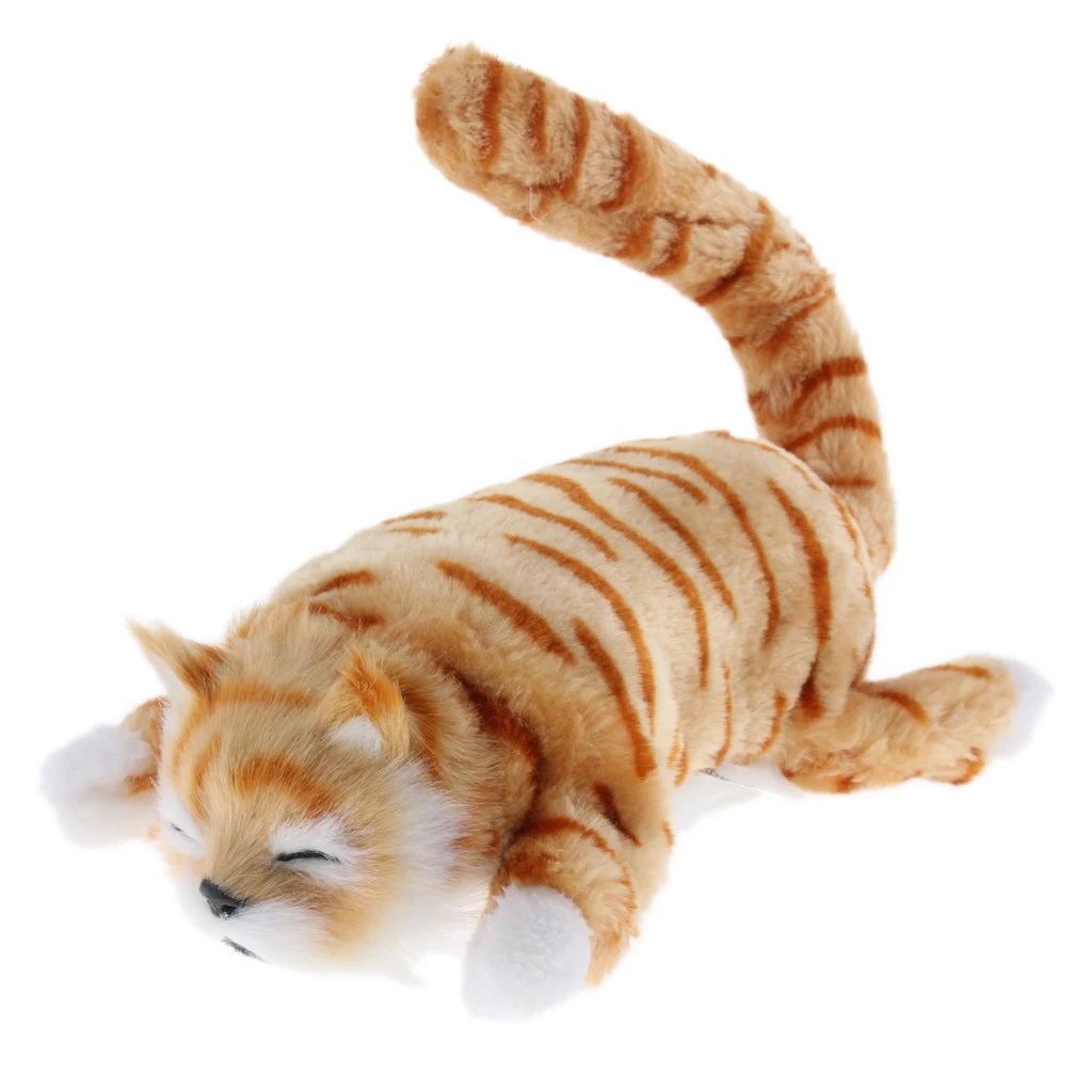 Electric Rolling Wagging Tail Cat Plush Stuffed Animal Pet Model Toy Home Decor | Игрушки и хобби