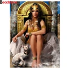 Diy Алмазная вышивка Алмазная картина египетская королева и Сфинкс Кошка полная квадратная Круглая Мозаика 5d красота картина вышивка крестом