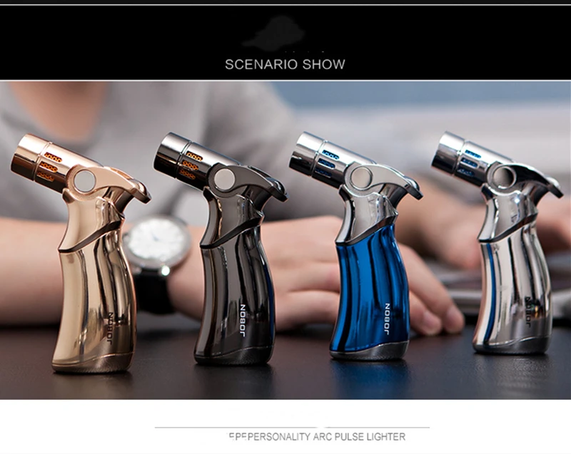 Турбо зажигалка бензиновая Зажигалка для сигар 4 струи многоразовая