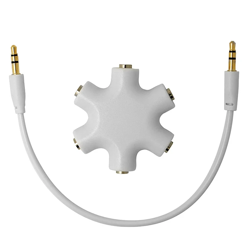 

Divisor de Audio para auriculares de 3,5mm, Cable hembra de 1 macho a 1, 2, 3, 4 y 5 puertos de 5 vías, Cables de salida de