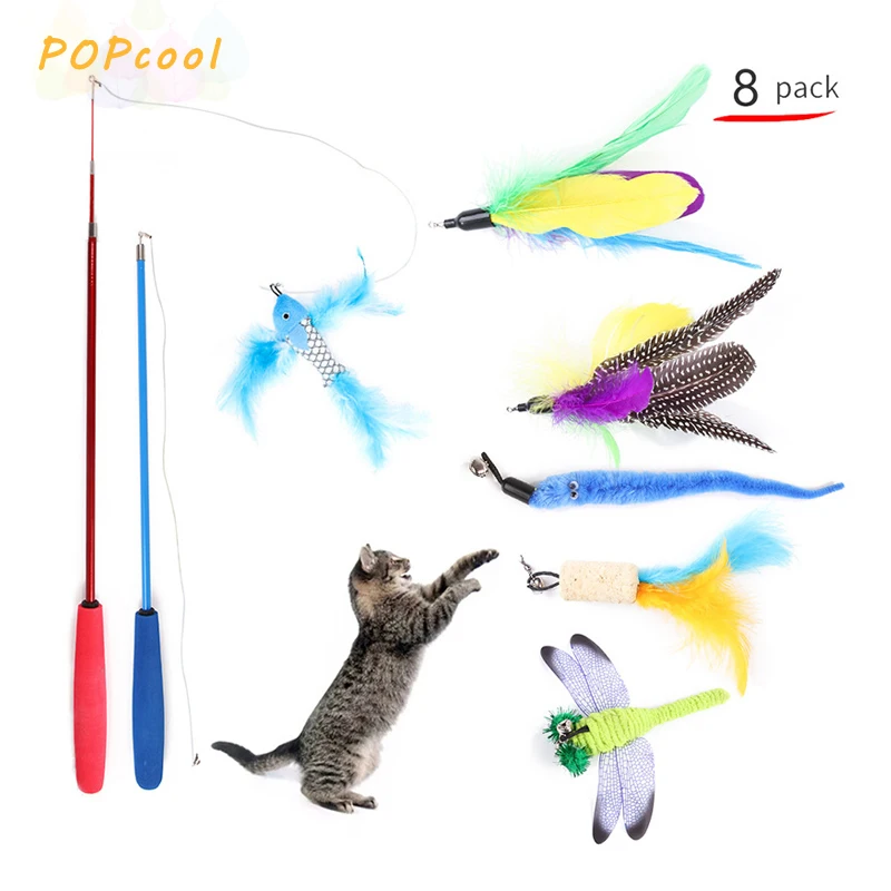 6/8 шт. забавные перьевая кошачья игрушка играть в интерактивные игрушки для