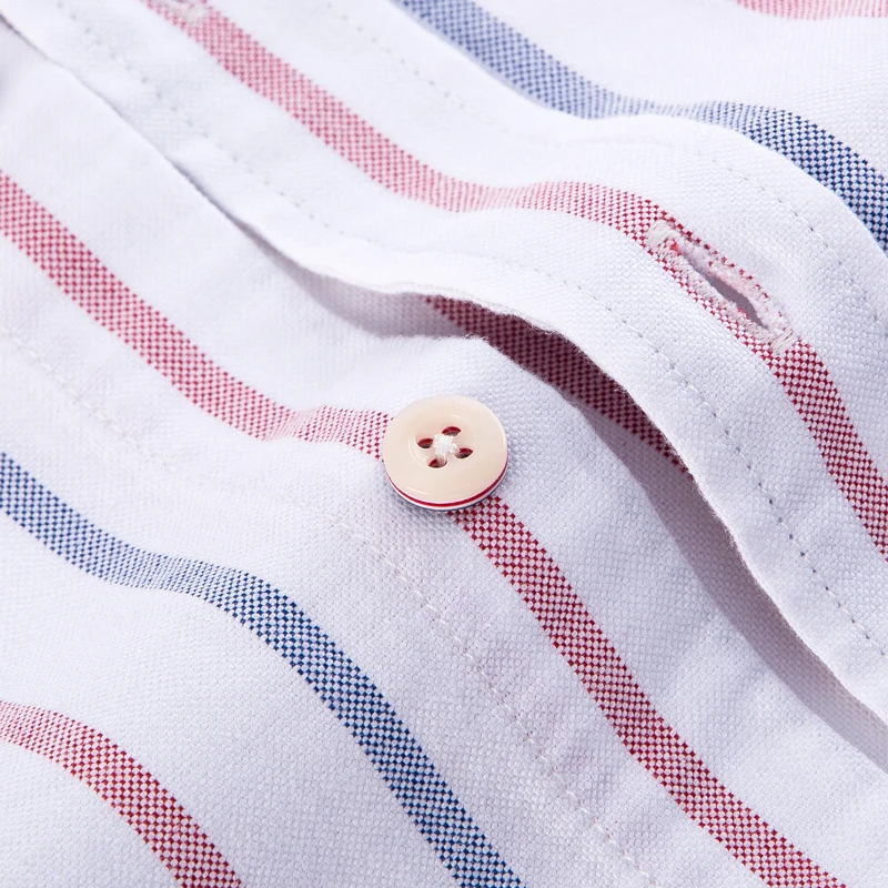 Мужская Повседневная рубашка из 100% хлопка Классическая Толстая в полоску ткани