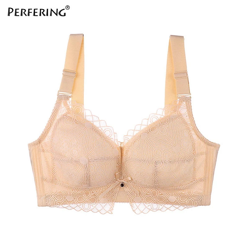 Beige Perfering, сексуальные кружевные бюстгальтеры размера плюс, полная чашка, без бретелек, пуш-ап, бюстгальтер для женщин, C D, минимайзер, большой бюстгальтер, Bragas, женское белье - Цвет: Beige