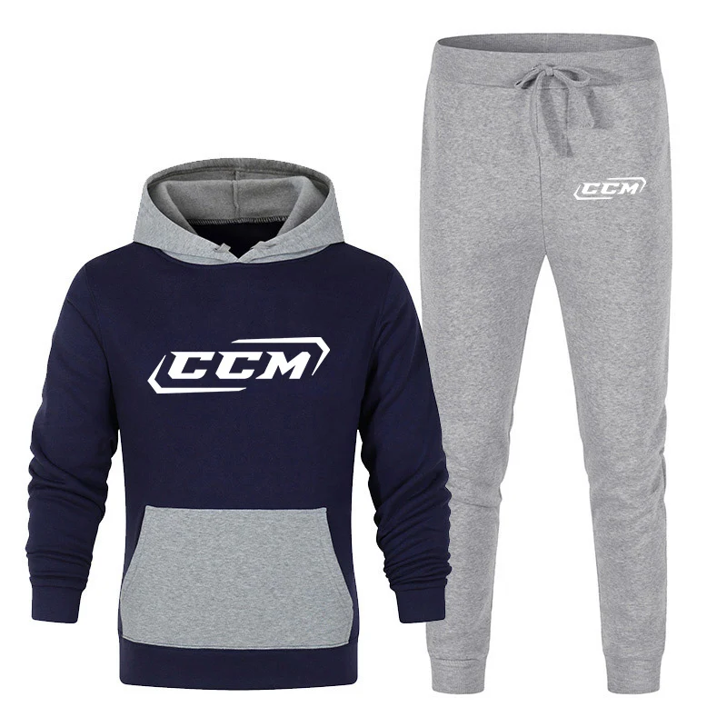 

2021New Spring And Autumn Men's CCM Printed 2-Piece Sportswear Hooded Sweatshirt+Pants Pullover Hooded Sportswear Suit On Sale