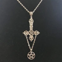 punk gothic inverted cross pentagram pendant necklace satanic occult jewelry gift for women men new fashion wholesale