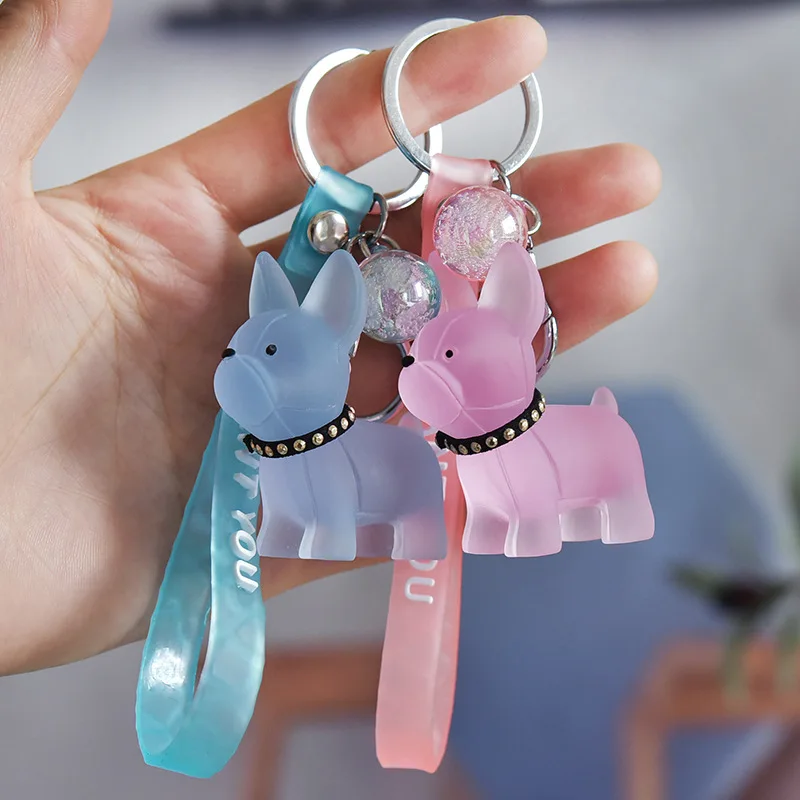 

Classic French Punk Bulldog Keychain Men Car Key Ring Key Chain Jewelry Crystal Dog Keychains for Women Bag Charm Trinket