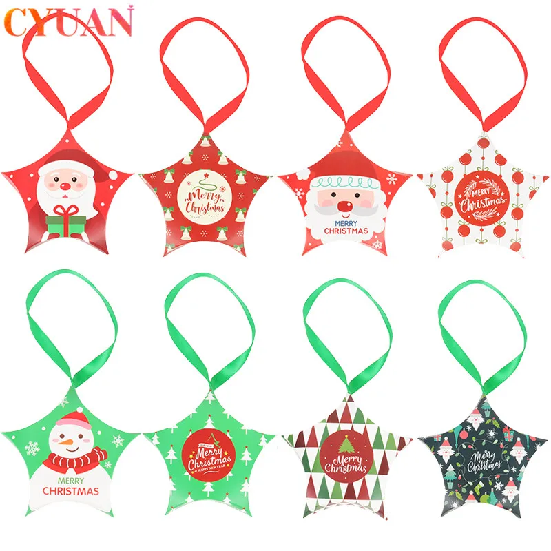 8 шт рождественские подарочные коробки Санта Клаус Конфеты коробка звезда форма