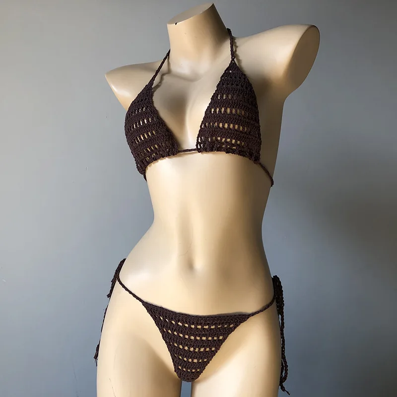

2020 Sexy Hot Selling Sexy Bikini Hollow Hook Woven Split Swimsuit Wholesale Women
