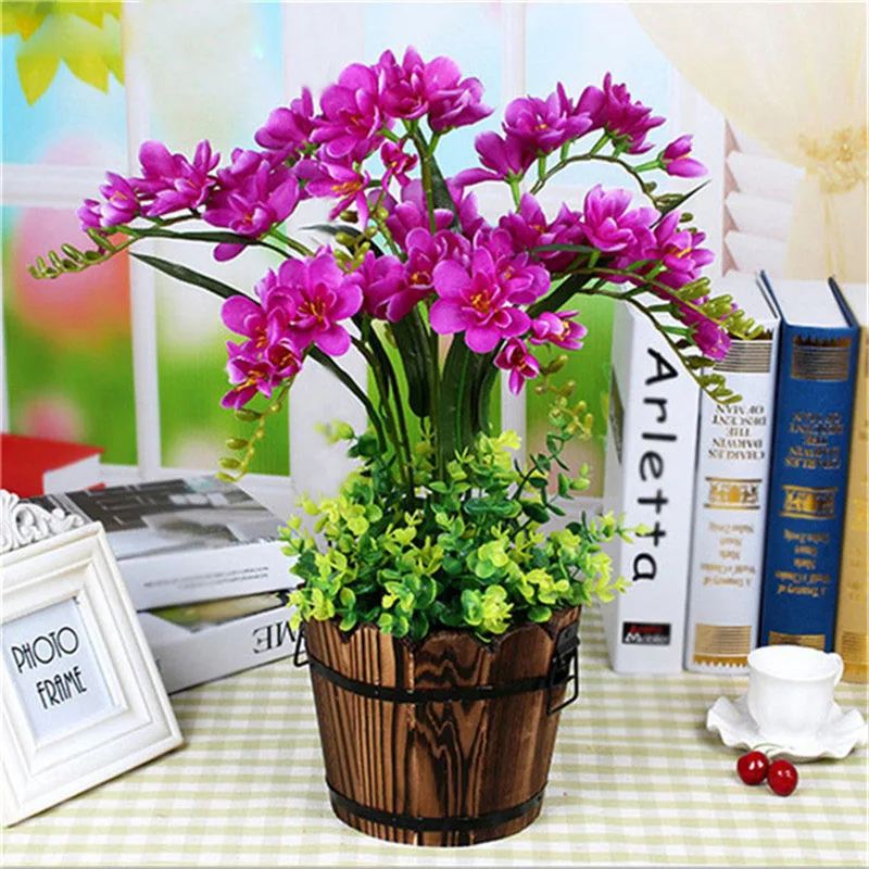 Искусственные цветы Орхидея Бабочка бонсай для рабочего стола Декор шелковые