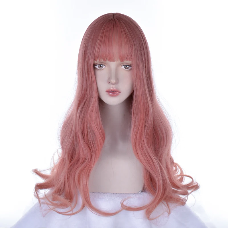 

Женский синтетический парик VICWIG, розовый, оранжевый, длинный, с челкой, термостойкий