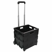 foldable rolling pull cart storage box load 80 pounds for groceries office supplies books tools collapsible storage crate