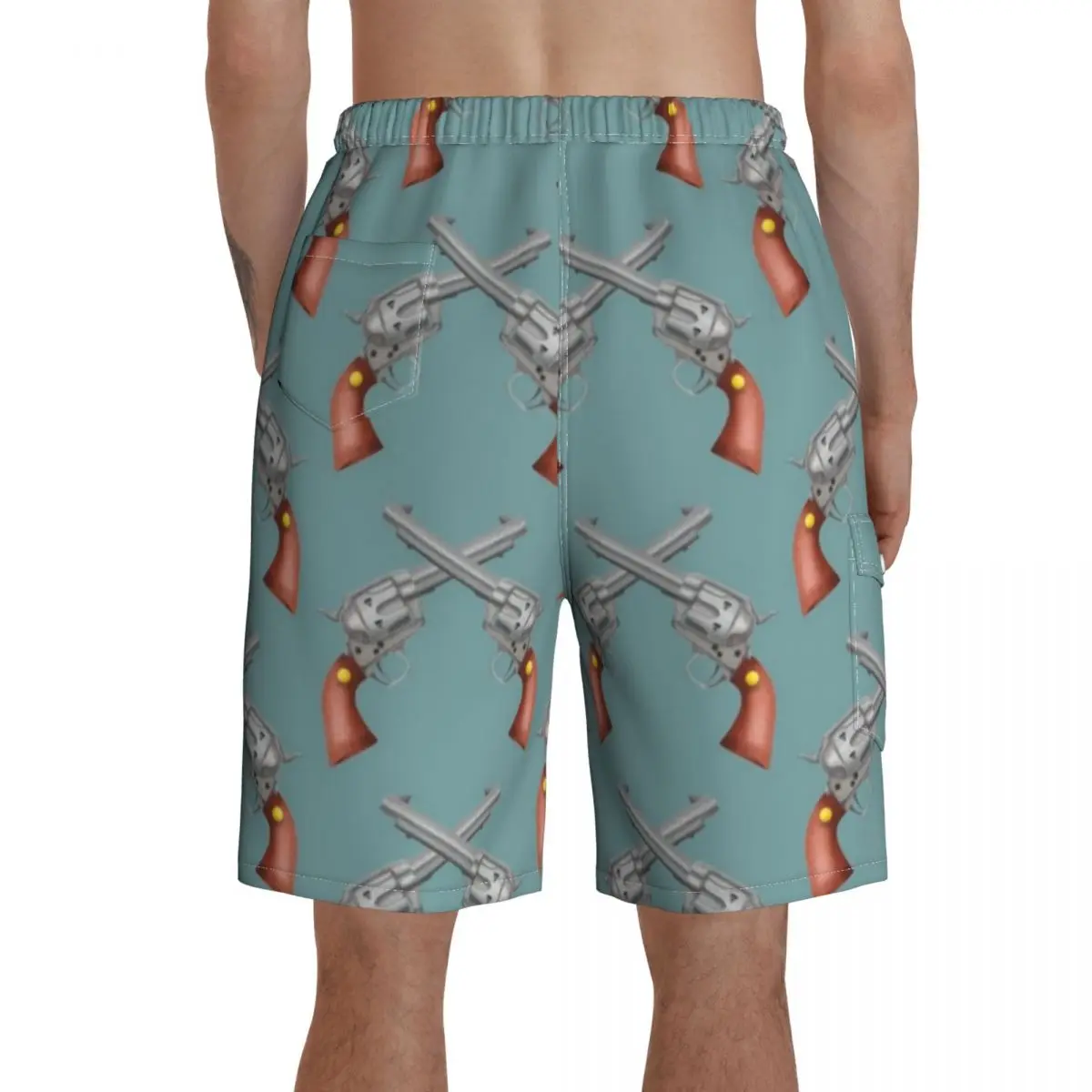

Gun Board Shorts Polyester Swimming Trunks Beach Funny Men Swim Trunks