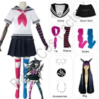 аниме одежда косплей данганронра ибуки миода костюм danganronpa школьная форма парик длинный форма для онигири Матросская форма JK униформа парик девочка японская школьная форма Комплект ожерелья аксессуары головные