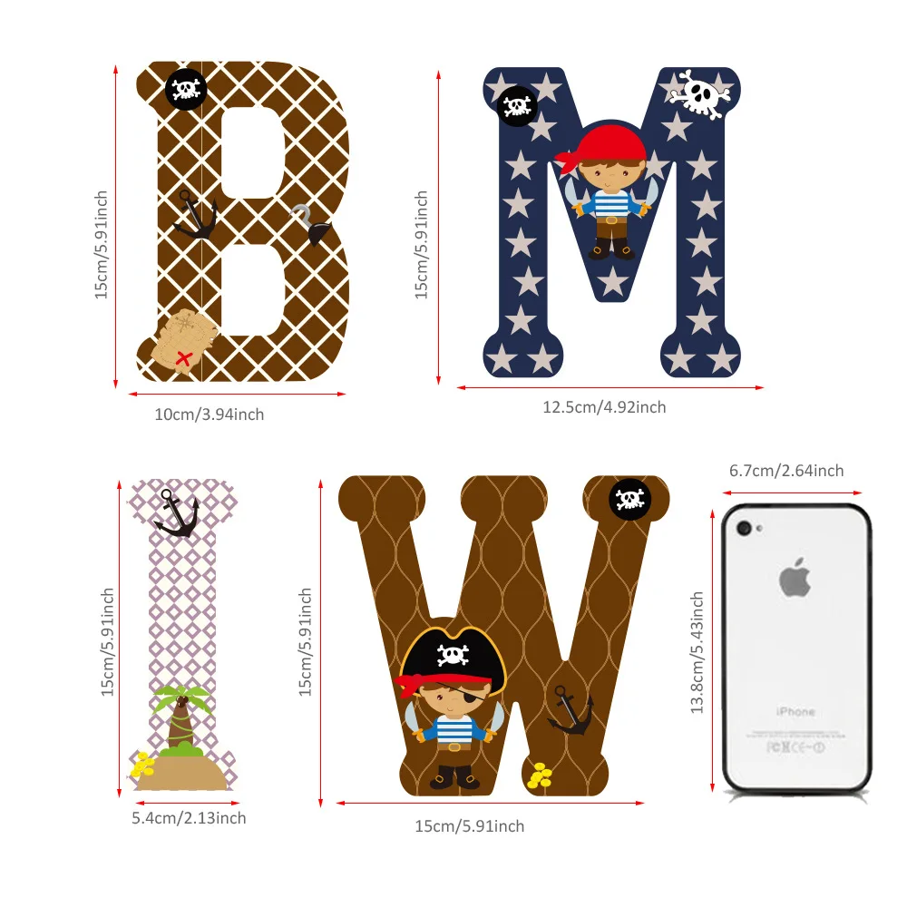 FUNLIFE мультфильм 3D Детский Пиратский настенный стикер DIY 26 букв капитала детская