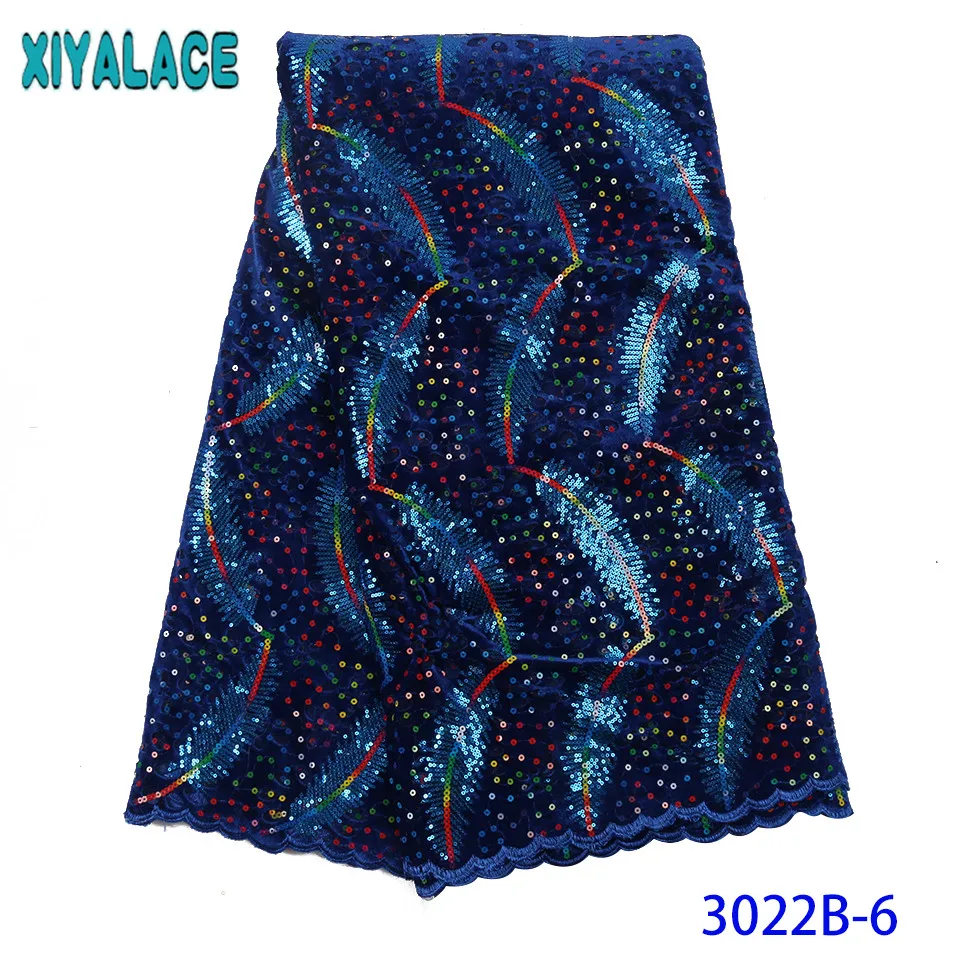 2019 New Design Sequins Velvet Lace African French Velvet Lace Fabric High Quality Nigerian Lace Fabric for Women KS3022B