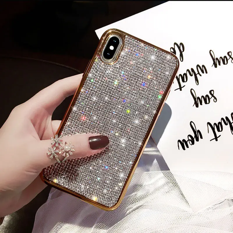 Стразы шикарные бриллианты блестящий чехол для iphone X XS XR Max 7 8 Plus 6 6S Мягкий