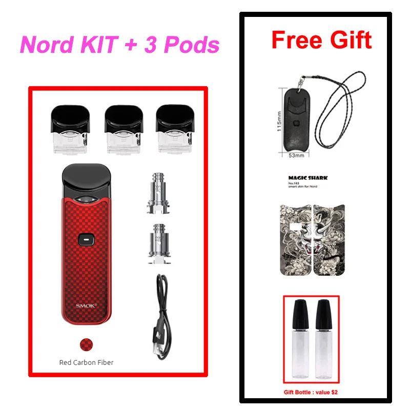 Red Carbon Fiber SMOK Nord Pod Vape ручка 1100 мАч батарея 3 мл Pod система сетка катушка электронная сигарета Pod Комплект Испаритель VS SMOK NOVO Minifit - Цвет: Red Carbon Fiber