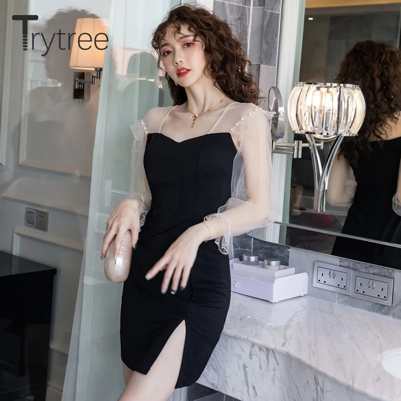 Осень зима 2020 женское Повседневное платье Trytree с квадратным воротником модное