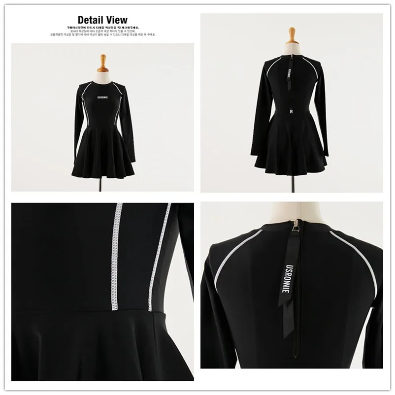 Женский цельный черный купальник с длинными рукавами сексуальные костюмы для