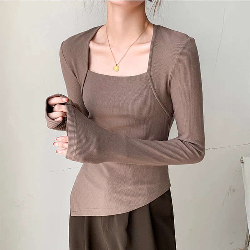 Модная одежда GGRIGHT в Корейском стиле сексуальные асимметричные футболки с