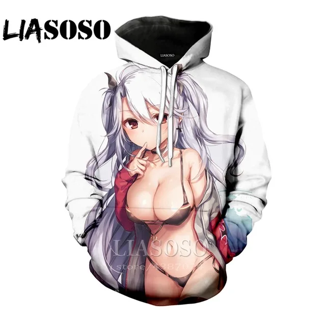 

LIASOSO Anime Sexy Bikini Girl Hoodie 3D Printing Harajuku Beach Swimsuit Vacation Fashion Hoodie Sweatshirt For Man Hoodies
