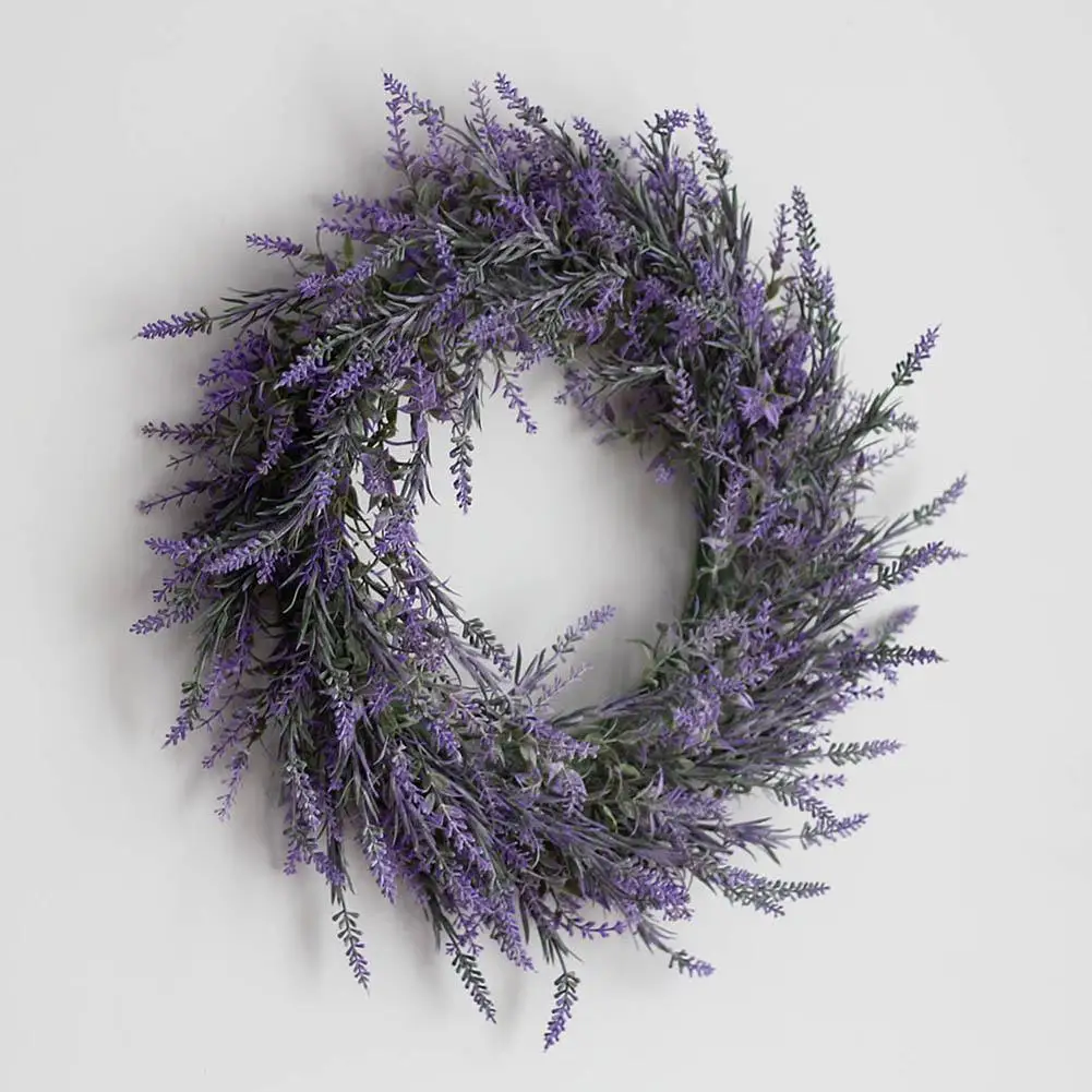 

MeterMall Fake Lavender Hanging Wreath Garland for Front Door Christmas Party Wedding Decoration