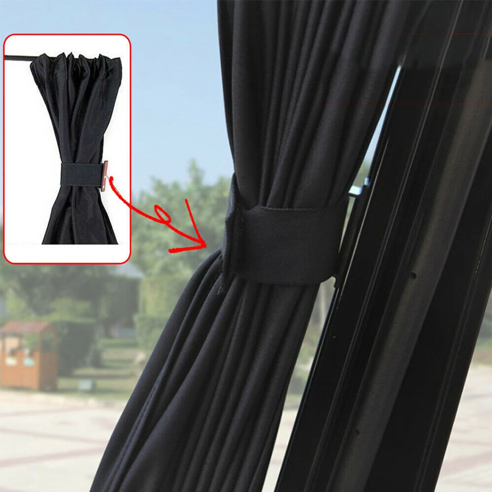 

2pcs 50cm Car Sun Shade Side Window Curtain Auto Foldable UV Protection Black Car Window Curtains Plastic For Tieback Tool