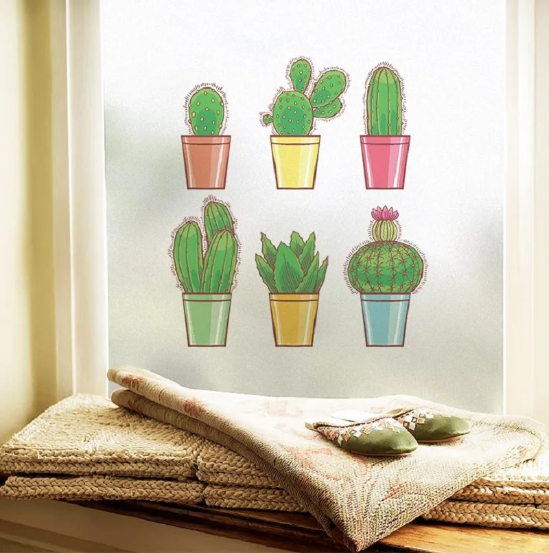 Индивидуальные Размеры электростатического Стекло Фольга суккуленты узор