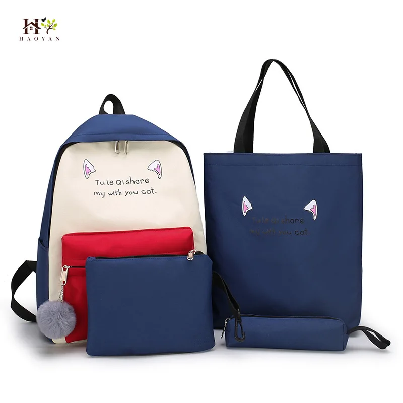 Холщовый комплект из рюкзака и сумки 4 шт./компл. летняя Наплечная Сумка с принтом