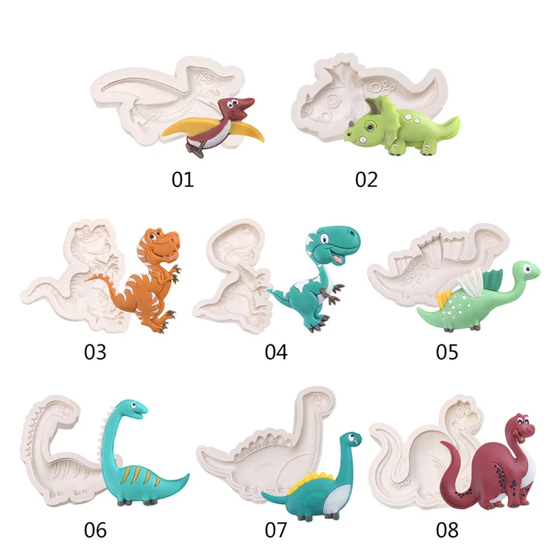 

Cartoon Dinosaur-shaped Silicone Mold Various Dinosaur-shaped Chocolate Fudge Molds Cake Decoration Tools Resin Molds