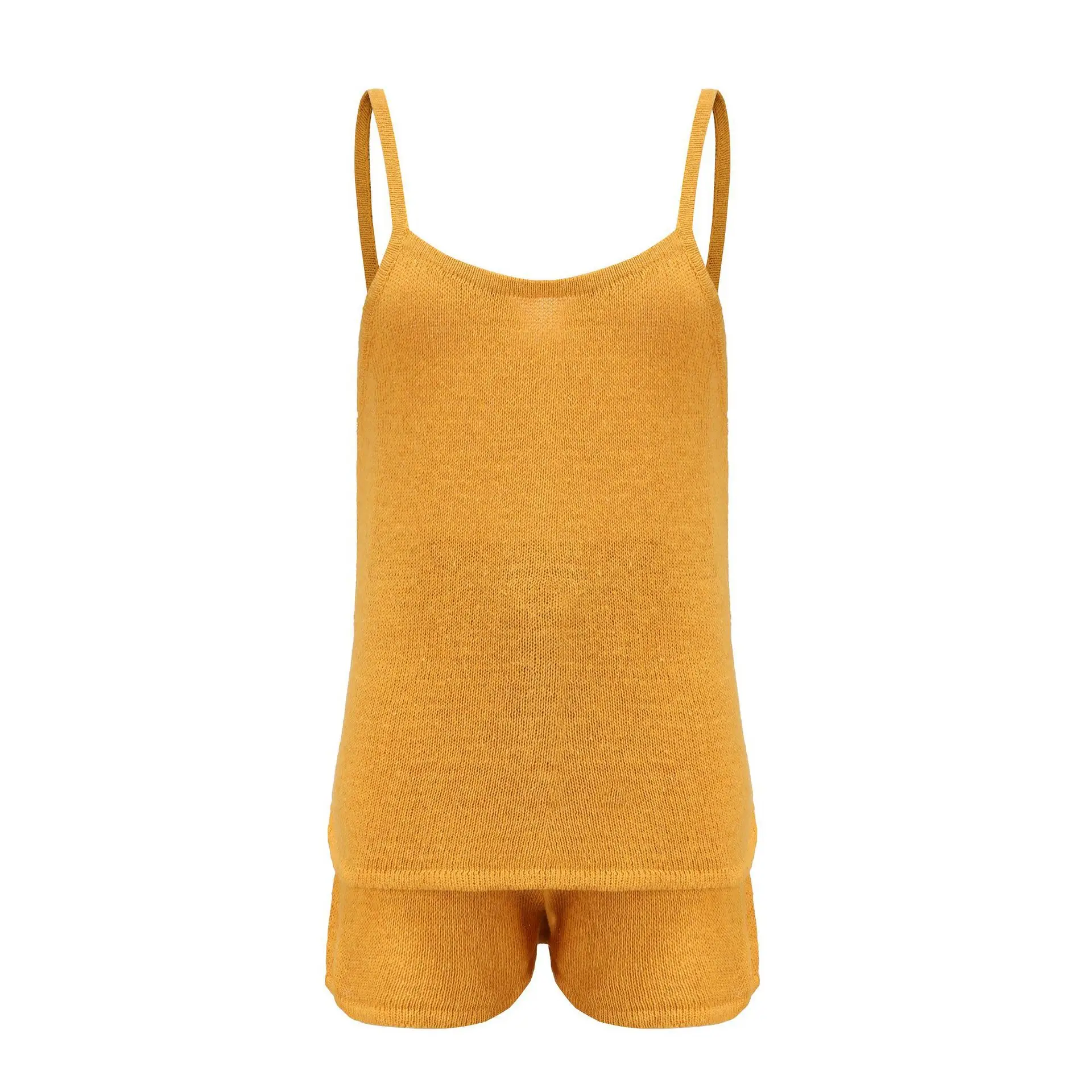 

New Fashion Women's Summer Gallus Sexy Solid Color Sling Sweater Suit S-XL