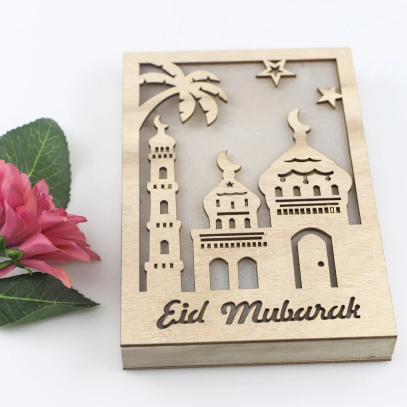 Деревянный полый узор Светодиодная лампа украшение стола настенная подвеска