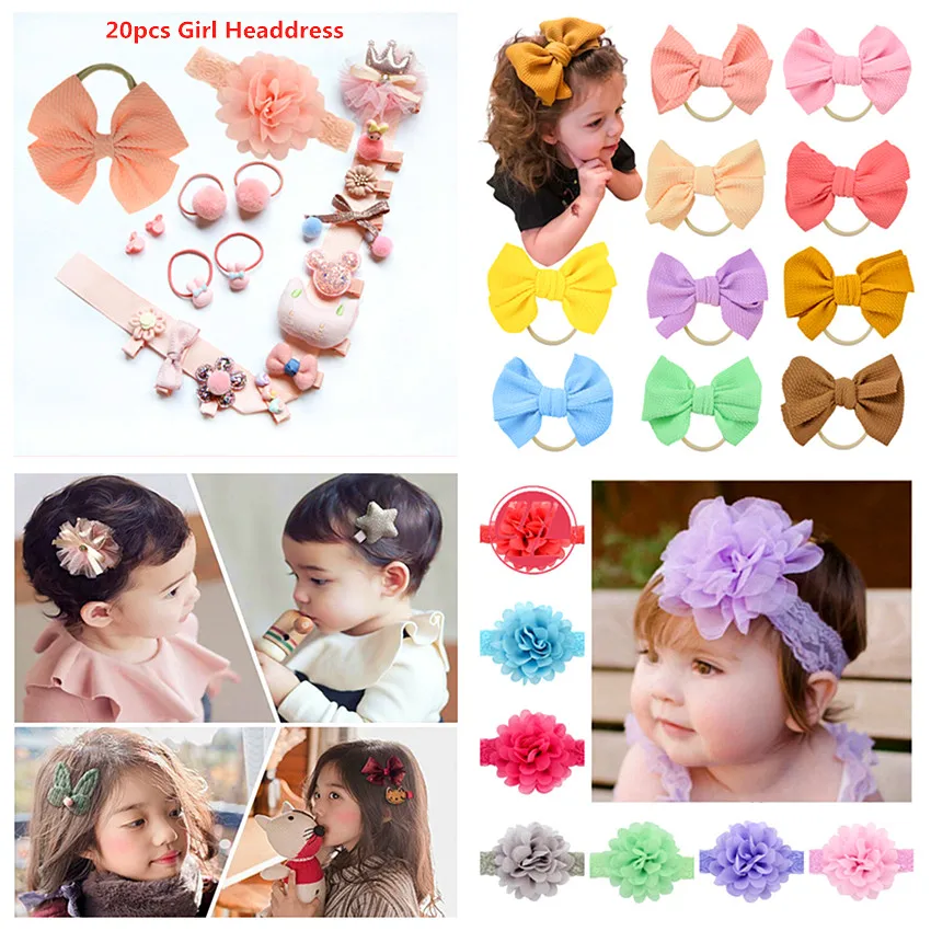 

20 Pcs Kids Butterfly Lace Hairpin Accessories Girls Headdress Children Hair Clips Baby Fabric Bow Flower Headwear Headband