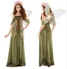 Для Взрослых Женщин Ангел Эльф с изображением цветочной Феи Динь-Динь костюм Хэллоуин курица вечерние Сказочный Зеленый Лес костюмированной вечеринки нарядное платье