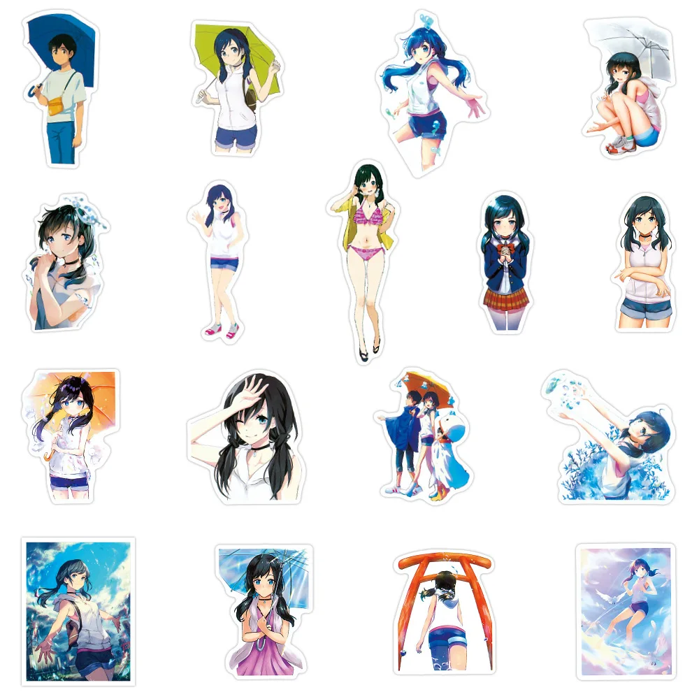 

50 Pieces Tenkinoko Amano Hina Morishima Hodaka Japanese Cartoon Graffiti Stickers Laptop Skateboard Guitar Waterproof Stickers