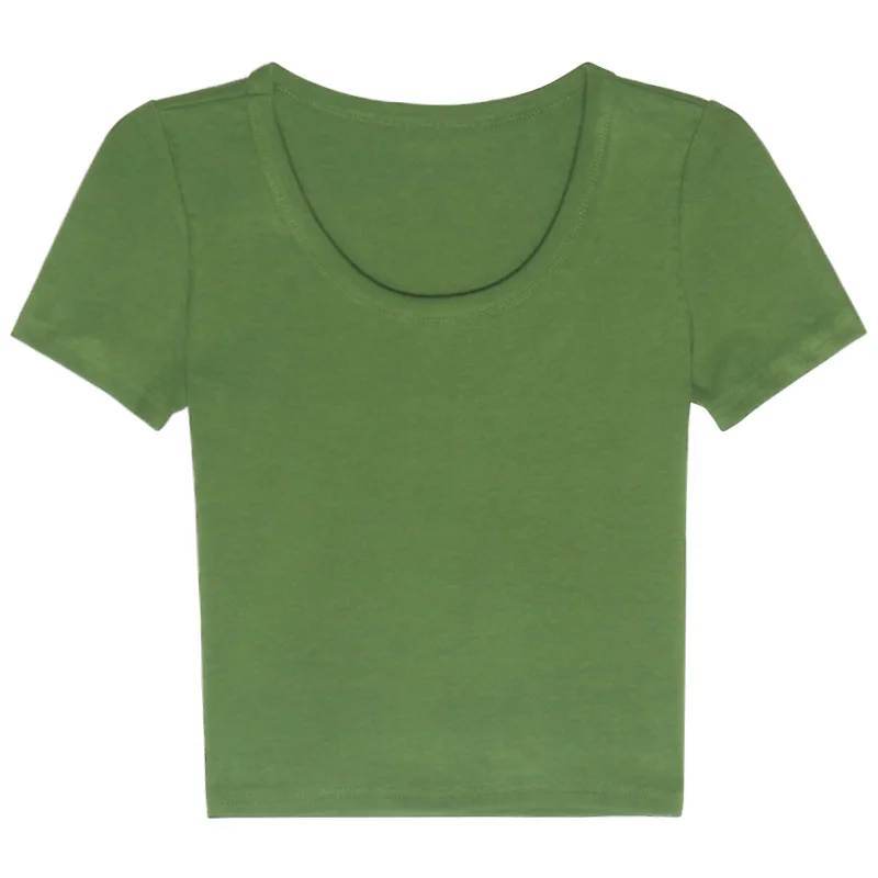 Футболка женская однотонная с коротким рукавом и круглым вырезом 6 цветов |