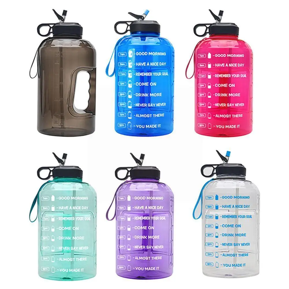 

1 Gallon Water Bottle With Straw Marker 3.78l Bpa 2.2l Capacity Large Fitness Water Free Sport Jugs Plastic 1.3l H3r9